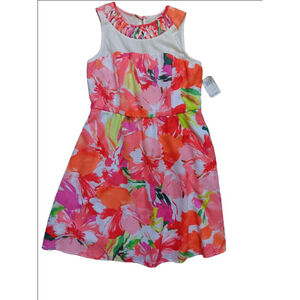 Girls Rabbit Rabbit Designs Dress Size 14 Orange Floral